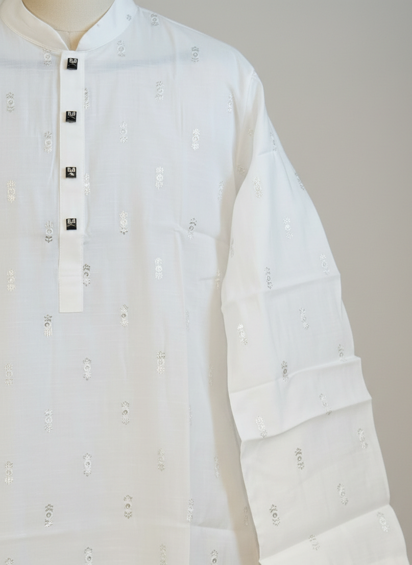 Premium Embroidered Panjabi for Men (white)
