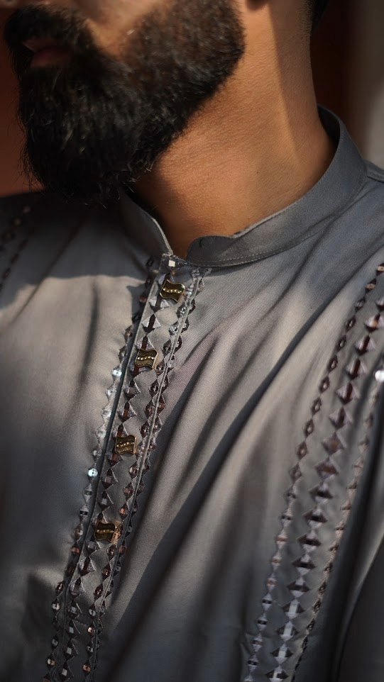 Premium Embroidered Panjabi for Men (ashes)