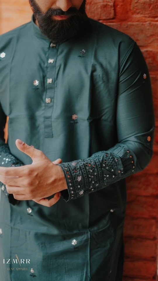 Premium Embroidered decent work (Midnight Blue)