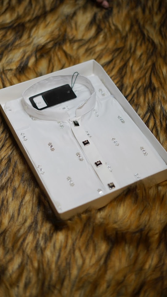 Premium Embroidered Panjabi for Men (white)