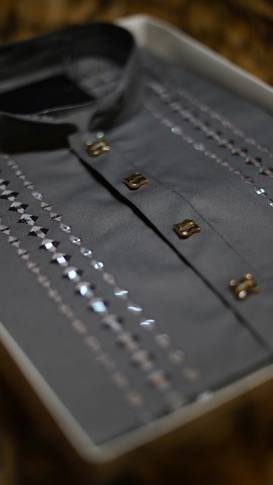 Premium Embroidered Panjabi for Men (ashes)