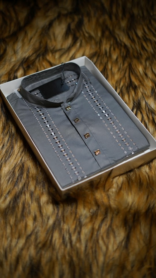 Premium Embroidered Panjabi for Men (ashes)
